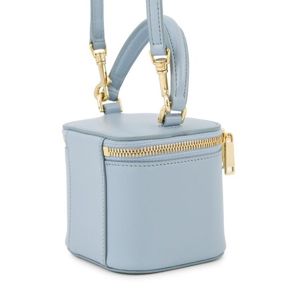 CELINE Cuir Triomphe 2-Way Vanity Shoulder Bag Size Mini Leather Light Blue ... - Picture 2 of 15